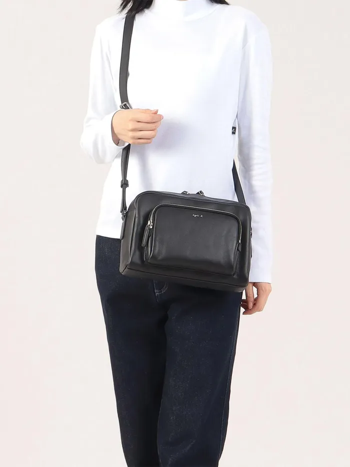 Women Agns B Bags Large Black Leather Shoulder Bag