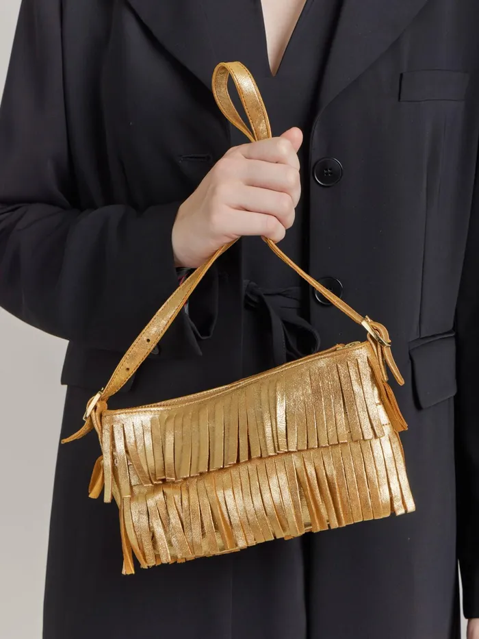 Women Agns B Bags Yellow Gold Leather Carmen Clutch