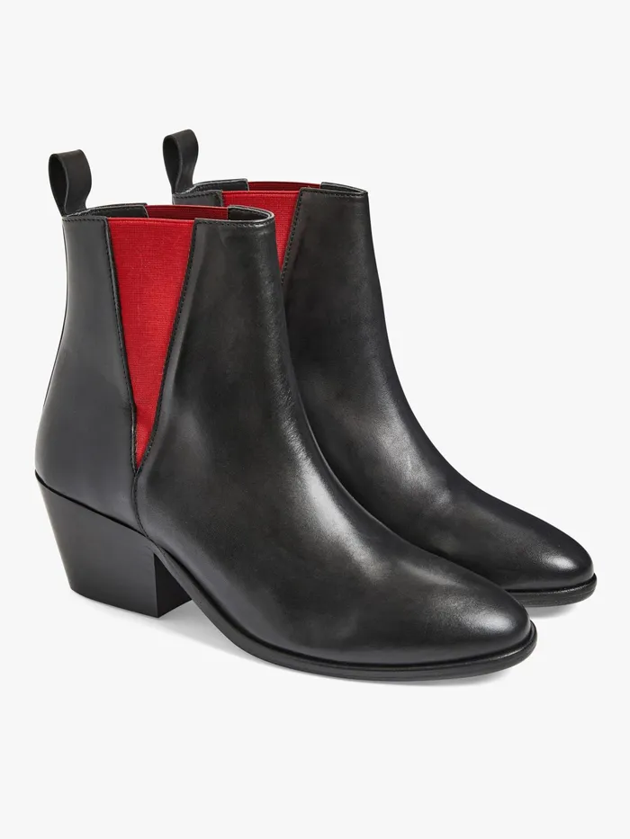 Women Agns B Boots and Ankle Boots Black And Red Victoria Rock Boots