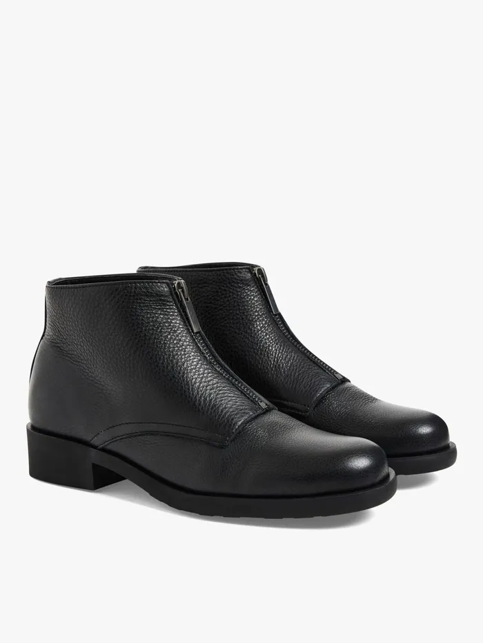 Women Agns B Boots and Ankle Boots Black Brooklyn 2 Grained Leather Ankle Boots