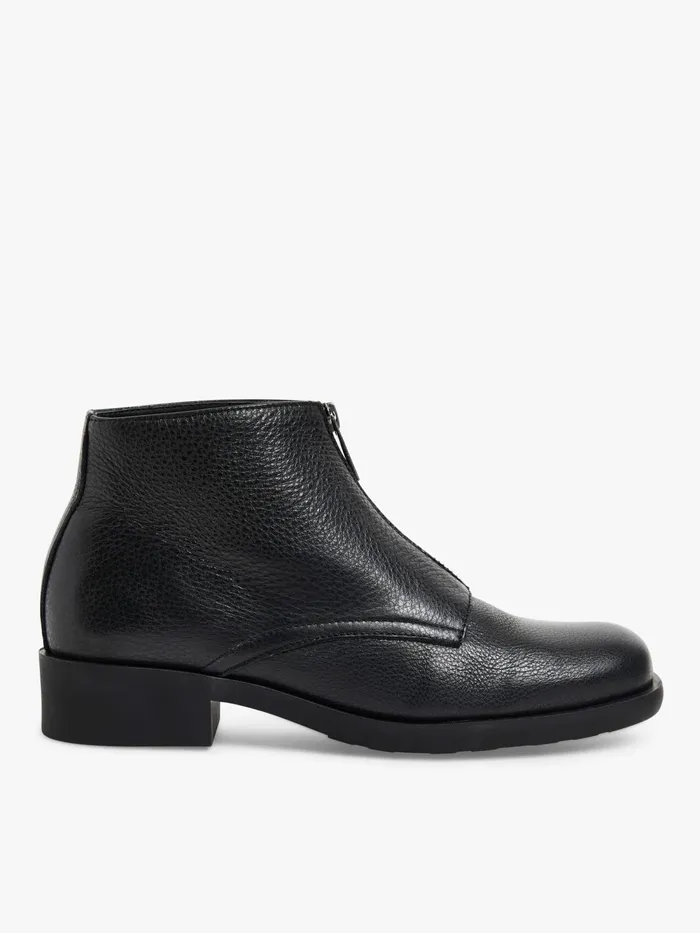 Women Agns B Boots and Ankle Boots Black Brooklyn 2 Grained Leather Ankle Boots