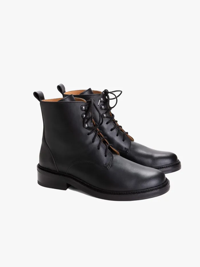 Women Agns B Boots and Ankle Boots Black Leather Zoe Ankle Boots