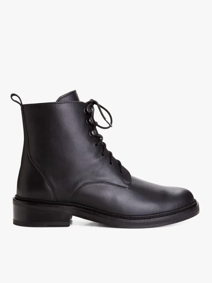 Women Agns B Boots and Ankle Boots Black Leather Zoe Ankle Boots