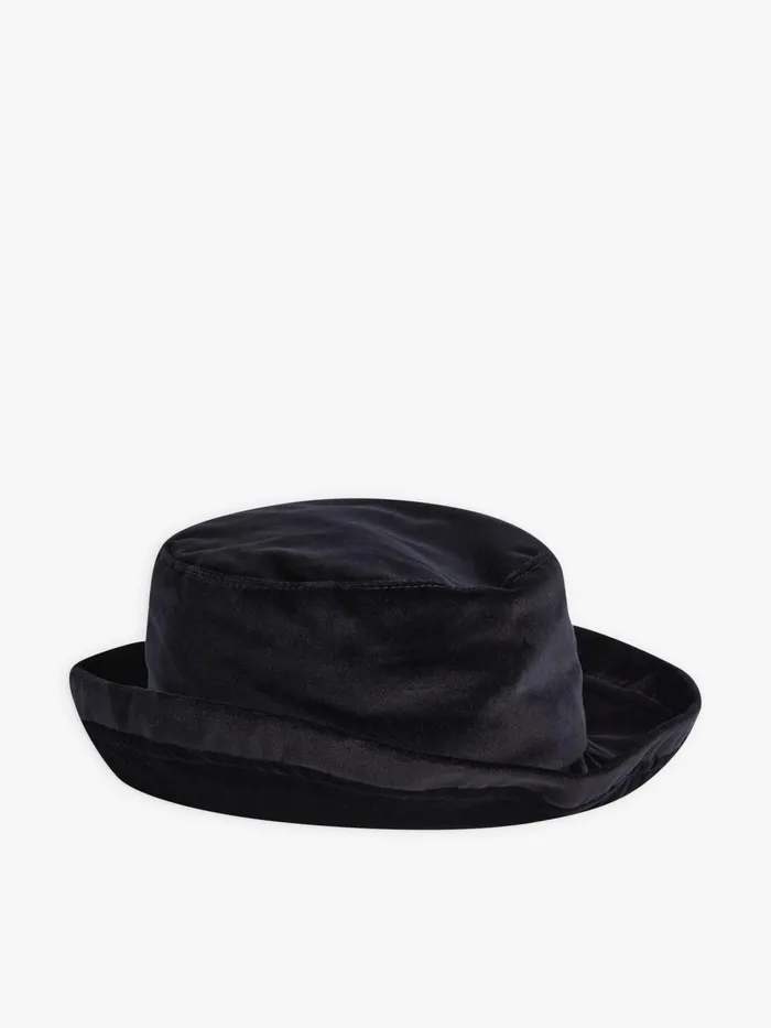 Women Agns B Caps and Hats Black Cotton Velours Ulla Hat