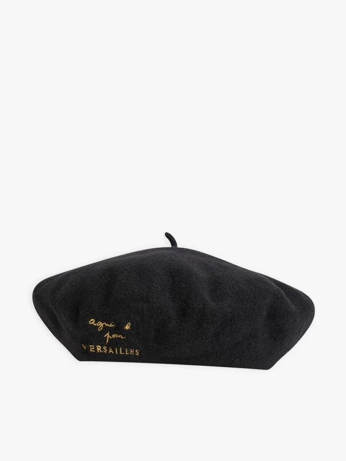 Women Agns B Caps and Hats Black Wool Versailles Beret