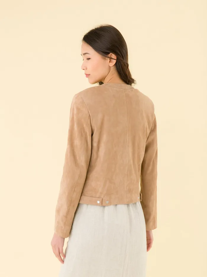 Women Agns B Cardigans Beige Cardigan In Stretch Lambskin Suede