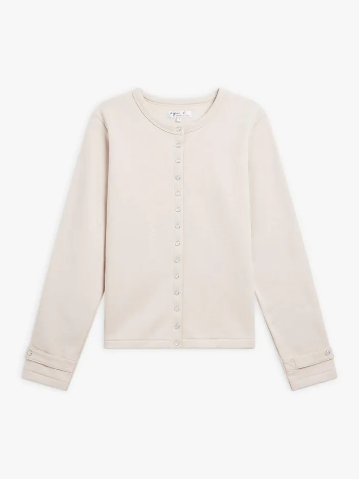 Women Agns B Cardigans Beige Cotton Fleece Rosana Snap Cardigan