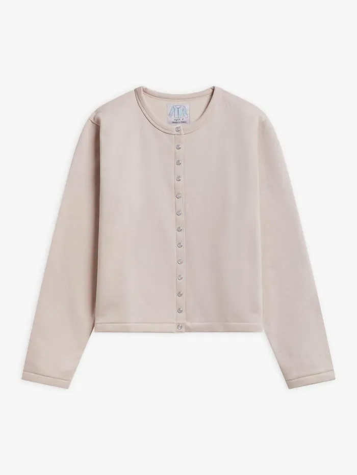 Women Agns B Cardigans Beige Le Classique Fleece Snap Cardigan