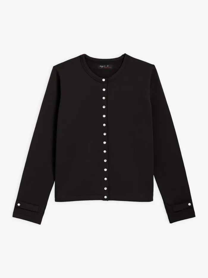 Women Agns B Cardigans Black Cotton Fleece Rosana Snap Cardigan