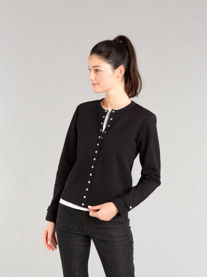 Women Agns B Cardigans Black Cotton Fleece Rosana Snap Cardigan
