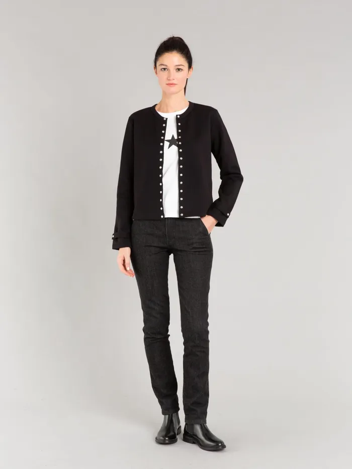 Women Agns B Cardigans Black Cotton Fleece Rosana Snap Cardigan