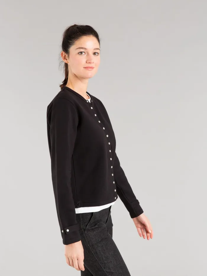 Women Agns B Cardigans Black Cotton Fleece Rosana Snap Cardigan