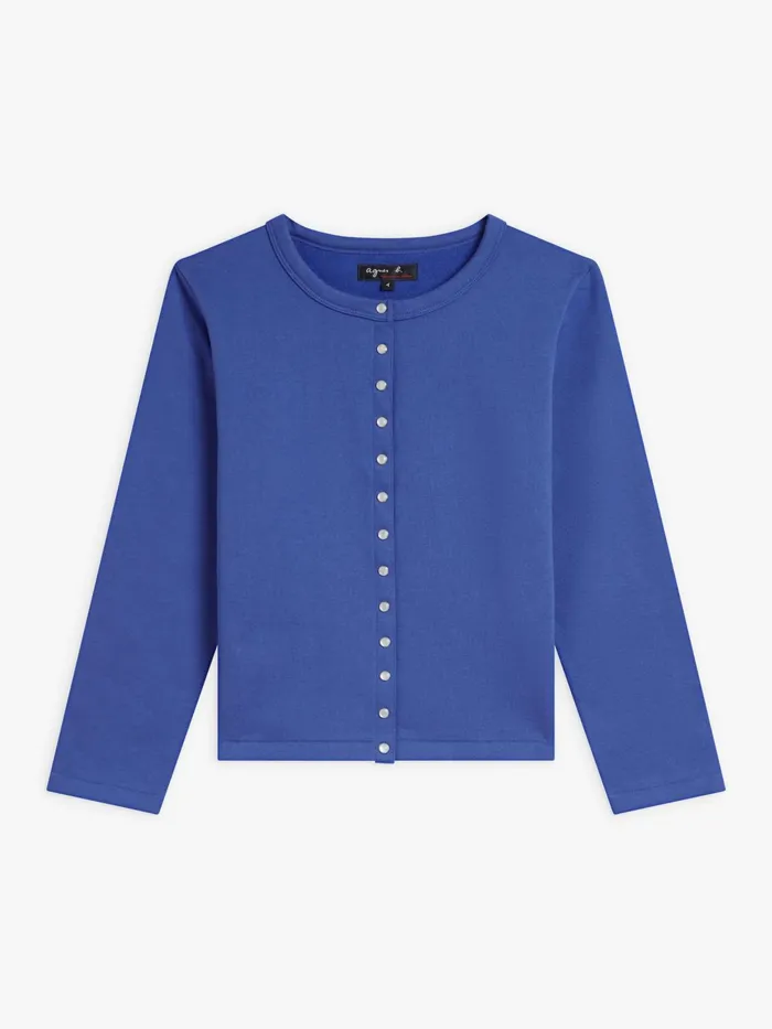 Women Agns B Cardigans Blue Cotton Fleece Le Petit Snap Cardigan