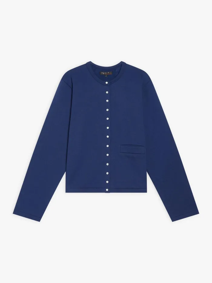 Women Agns B Cardigans Blue Cotton Fleece Phone Cardigan