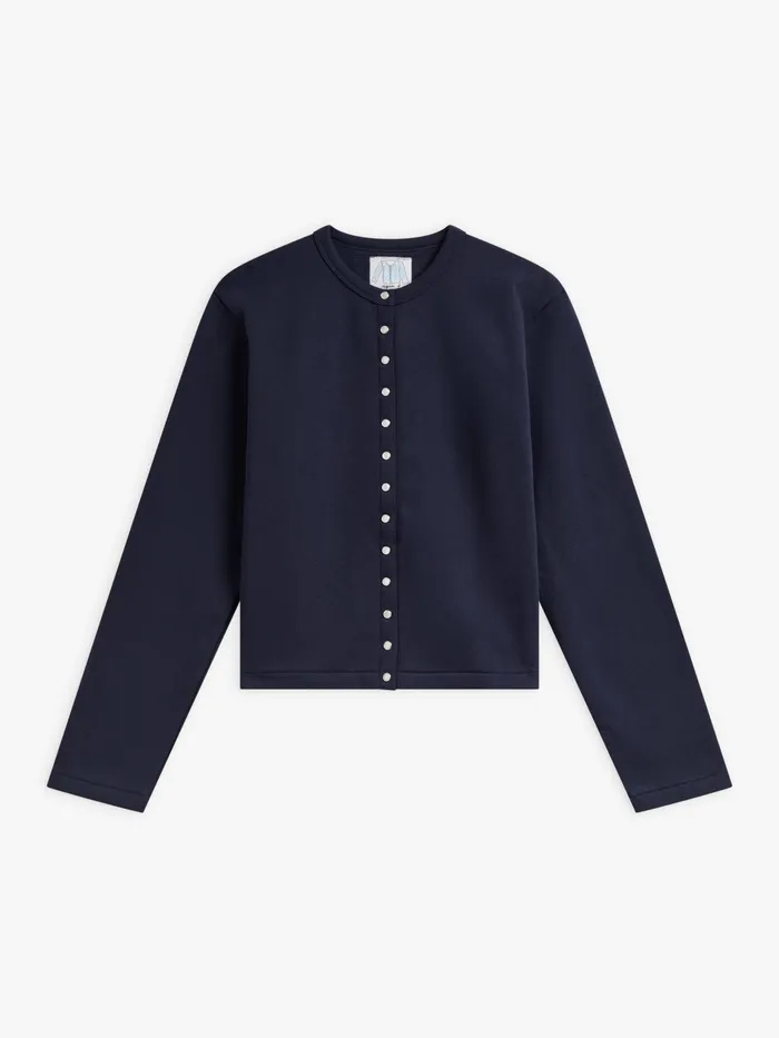 Women Agns B Cardigans Blue Cotton Fleece Snap Cardigan