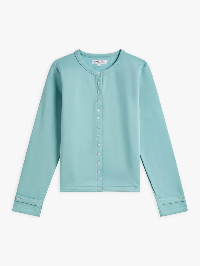 Women Agns B Cardigans Blue Cotton Fleece Snap Rosanna Cardigan