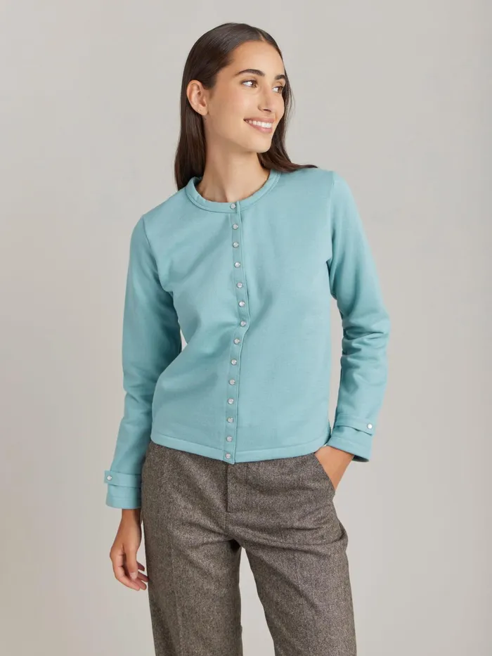 Women Agns B Cardigans Blue Cotton Fleece Snap Rosanna Cardigan