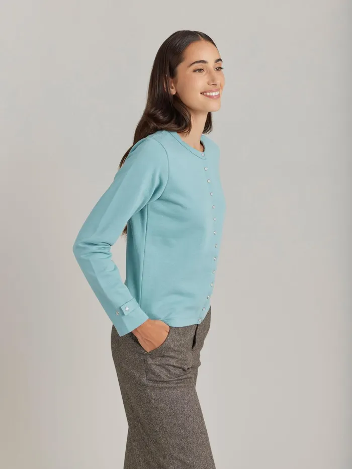 Women Agns B Cardigans Blue Cotton Fleece Snap Rosanna Cardigan