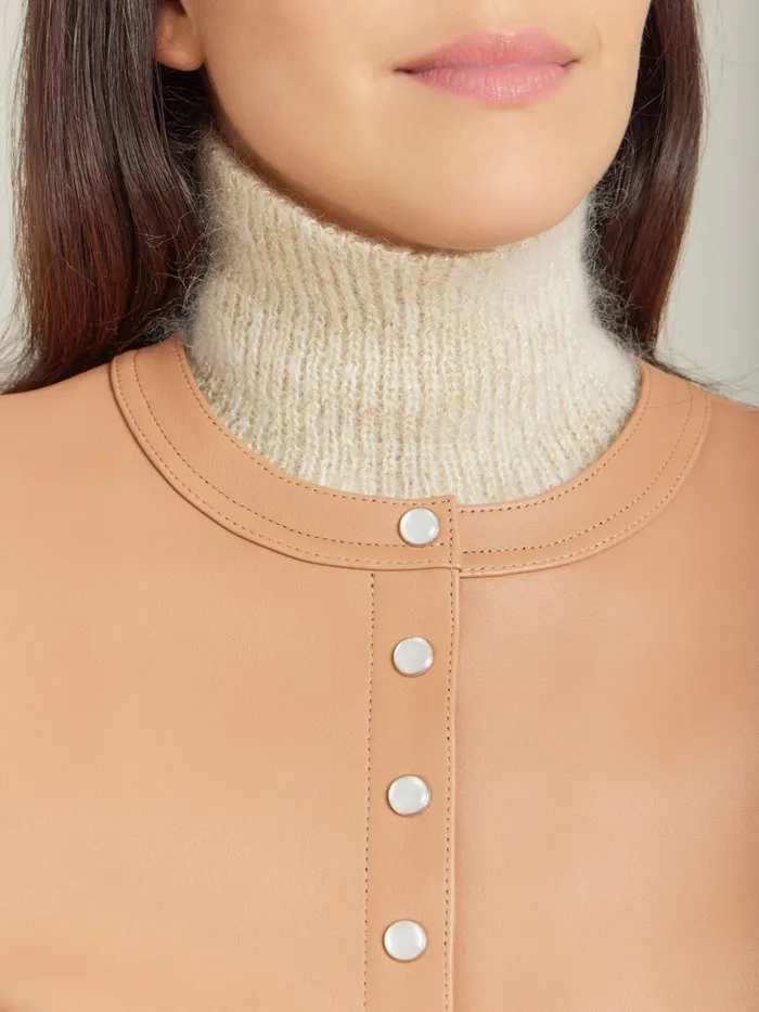 Women Agns B Cardigans Brown Snap Lambskin Cardigan