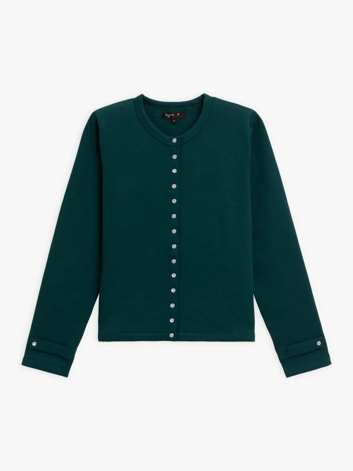 Women Agns B Cardigans Dark Green Cotton Fleece Rosana Snap Cardigan