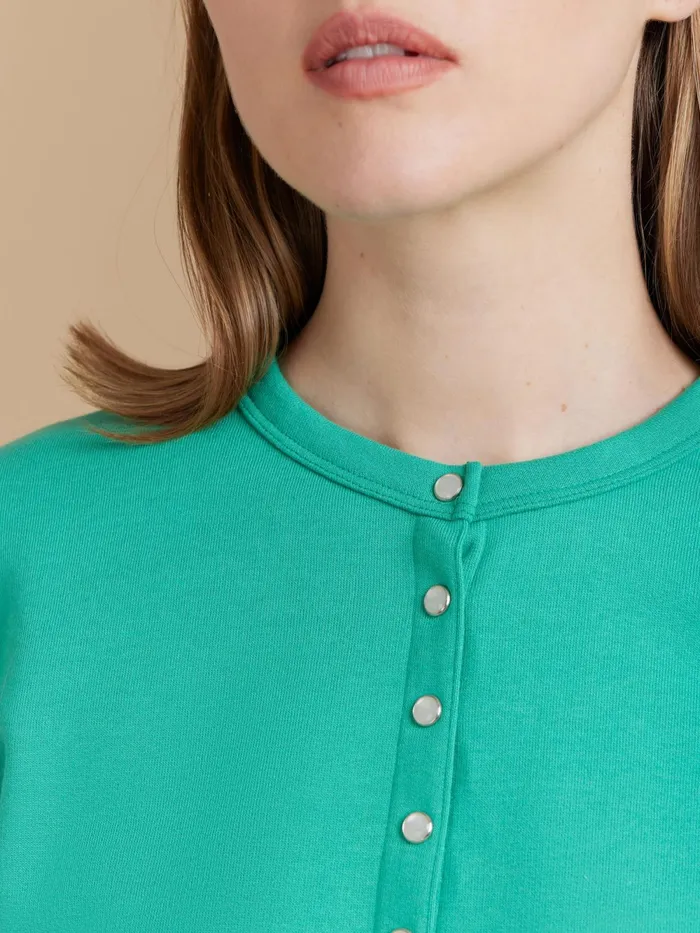Women Agns B Cardigans Green Le Classique Fleece Snap Cardigan