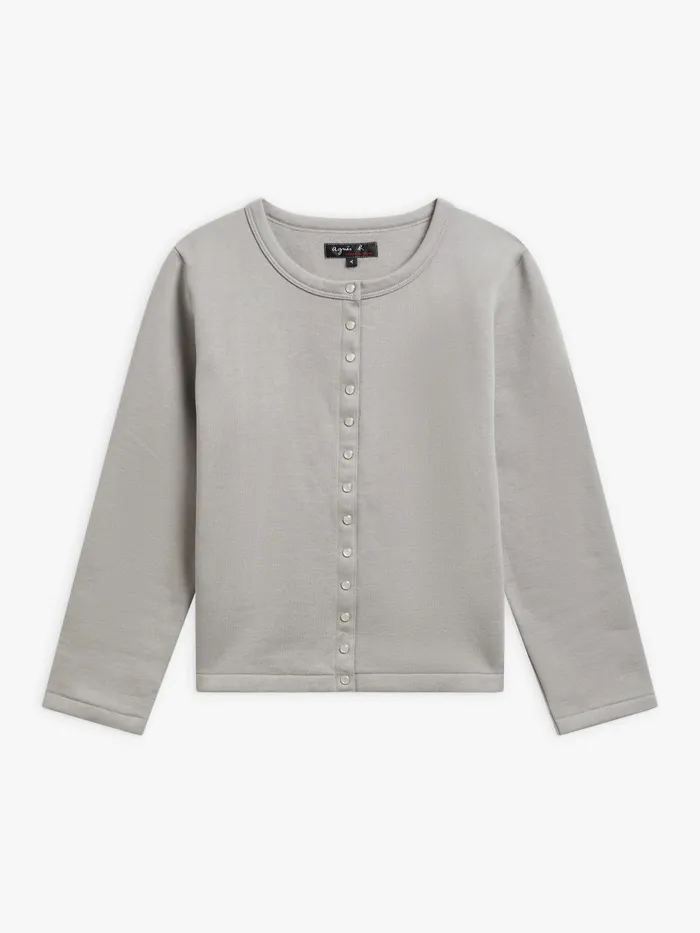 Women Agns B Cardigans Grey Cotton Fleece Le Petit Snap Cardigan