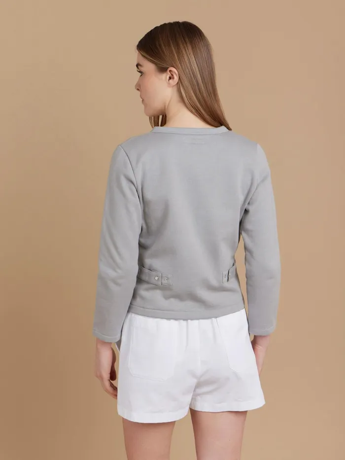Women Agns B Cardigans Grey Cotton Fleece Le Petit Snap Cardigan
