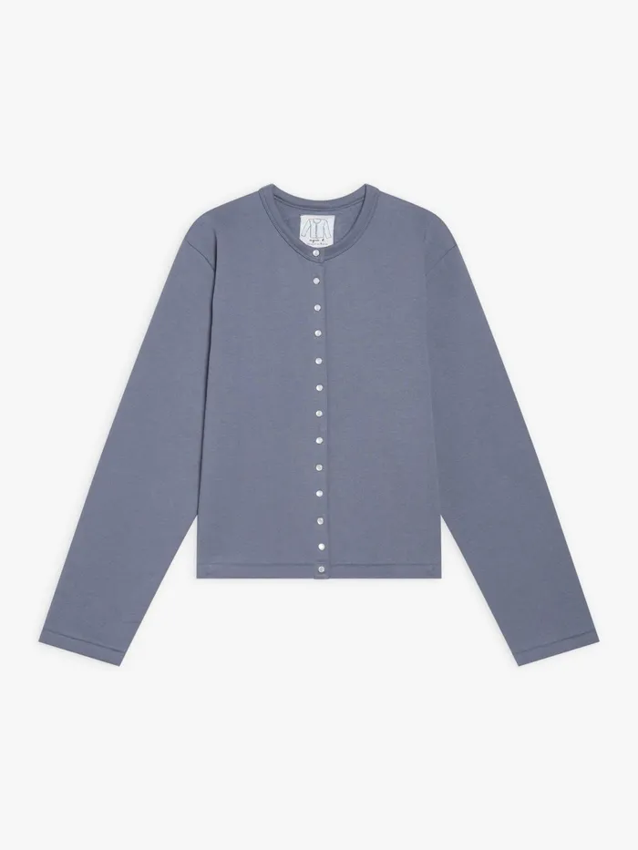 Women Agns B Cardigans Grey Cotton Fleece Snap Cardigan