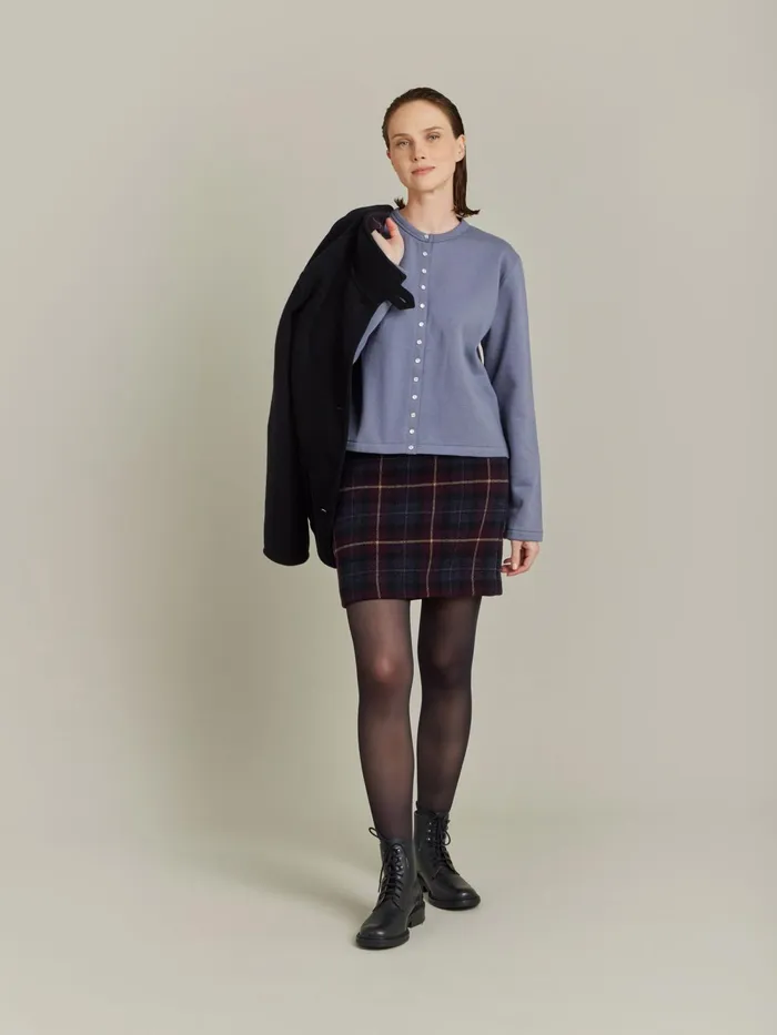 Women Agns B Cardigans Grey Cotton Fleece Snap Cardigan