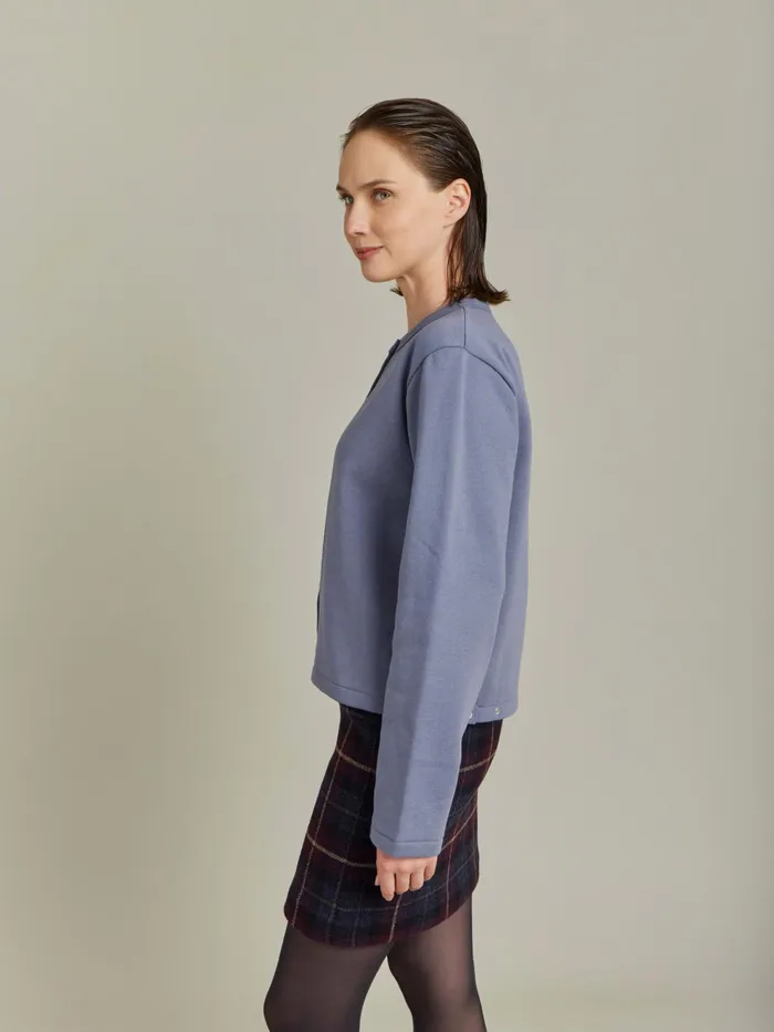 Women Agns B Cardigans Grey Cotton Fleece Snap Cardigan