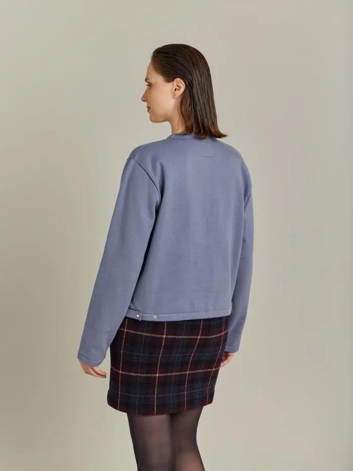 Women Agns B Cardigans Grey Cotton Fleece Snap Cardigan