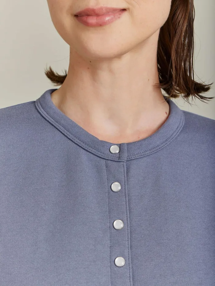 Women Agns B Cardigans Grey Cotton Fleece Snap Cardigan
