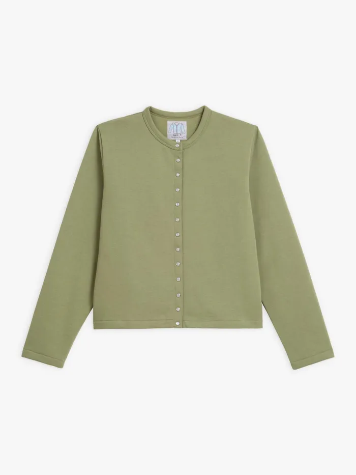 Women Agns B Cardigans Khaki Le Classique Fleece Snap Cardigan