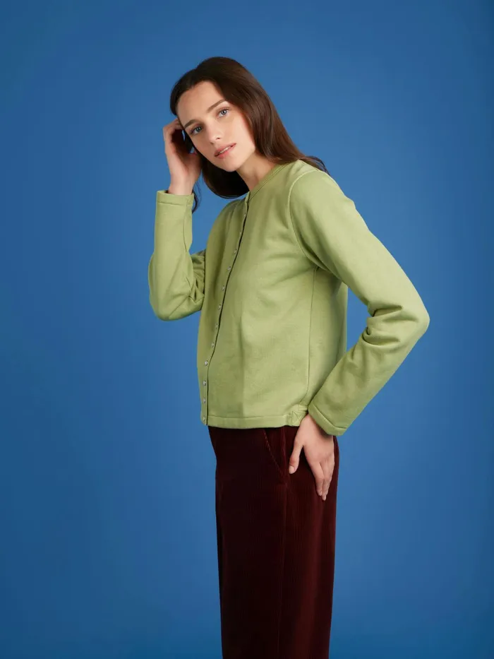 Women Agns B Cardigans Khaki Le Classique Fleece Snap Cardigan