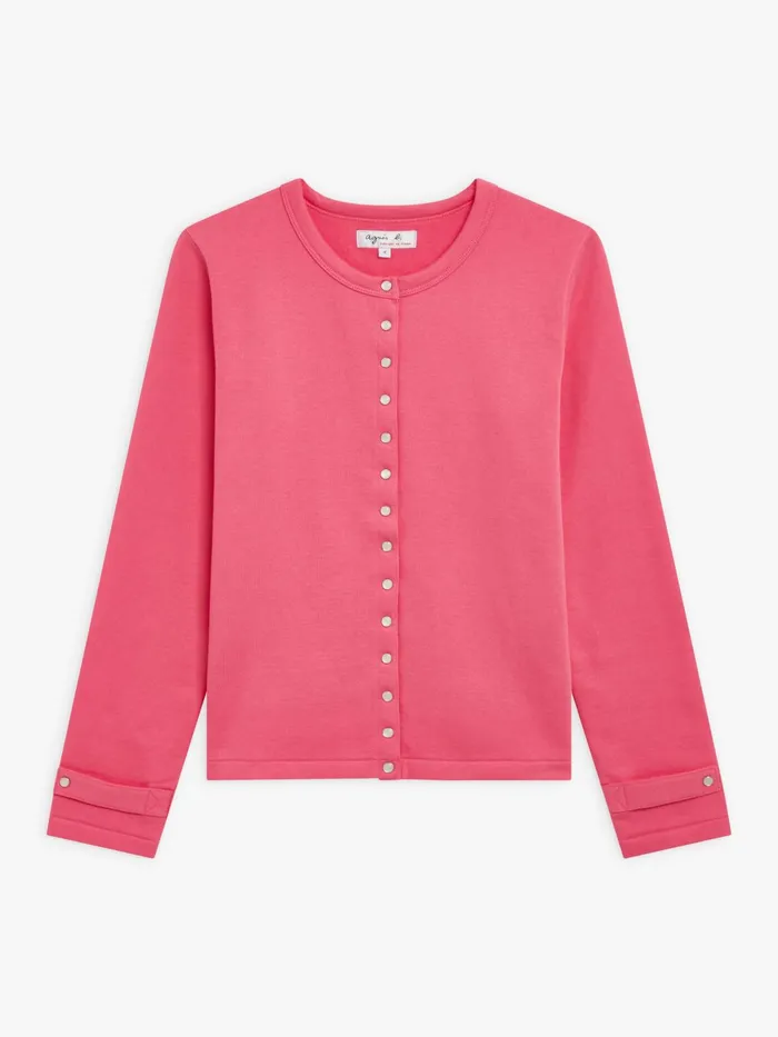 Women Agns B Cardigans Pink Cotton Fleece Rosana Snap Cardigan