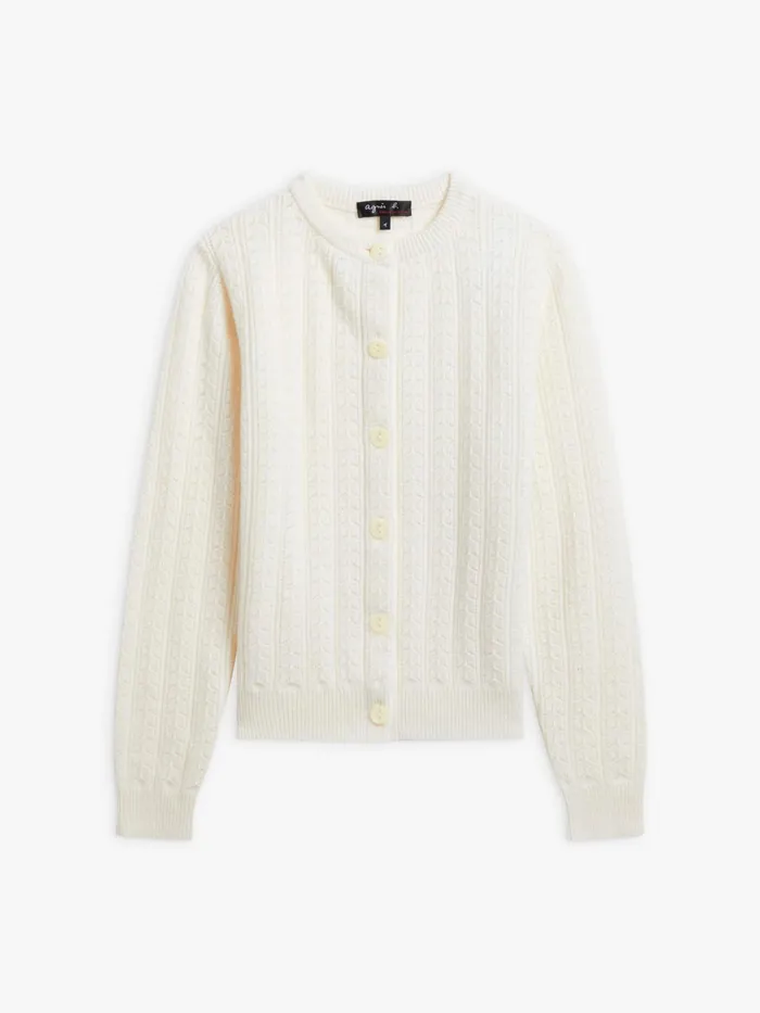 Women Agns B Cardigans White Pointelle Wool Cardigan