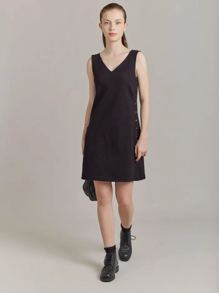 Women Agns B Dresses Black Cotton Snap Dress