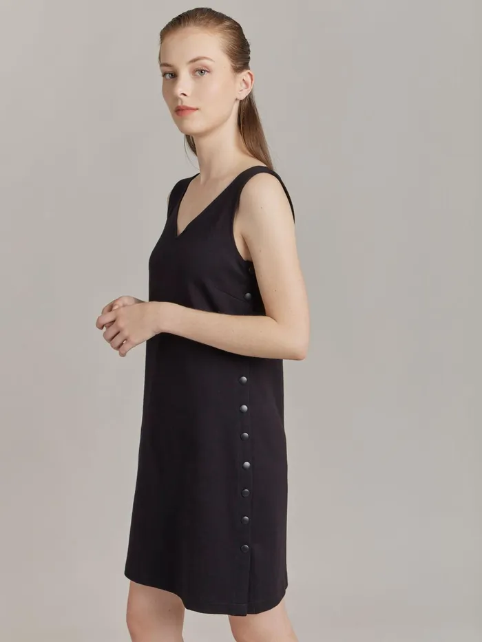Women Agns B Dresses Black Cotton Snap Dress