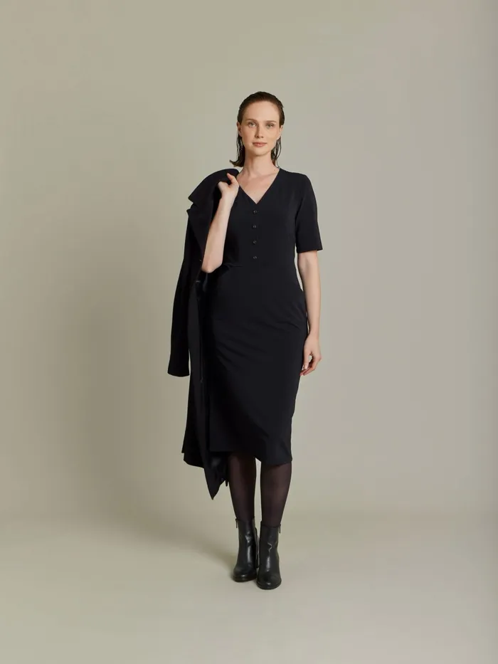Women Agns B Dresses Black Crpe Polyamide Victoria Sheath Dress