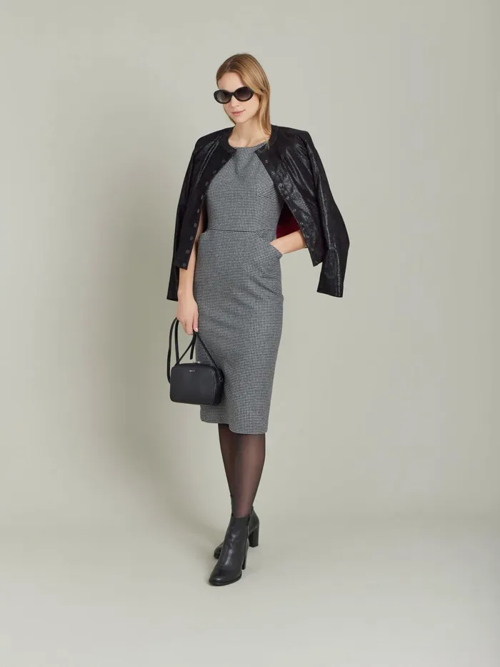 Women Agns B Dresses Black Houndstooth Vitti Sheath Dress