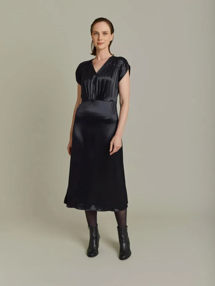 Women Agns B Dresses Black Satin Dress
