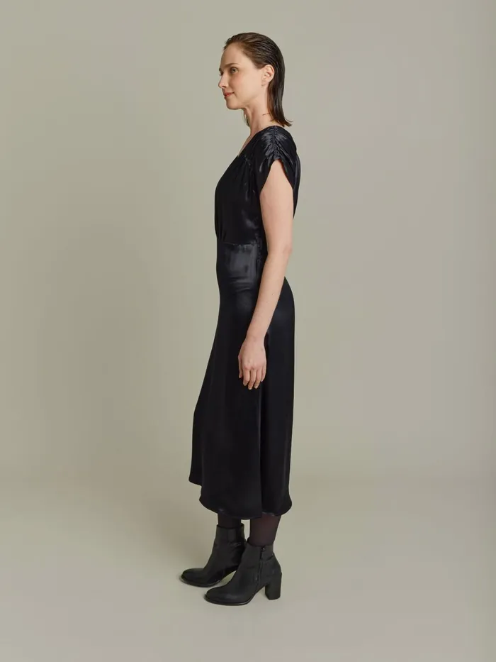 Women Agns B Dresses Black Satin Dress