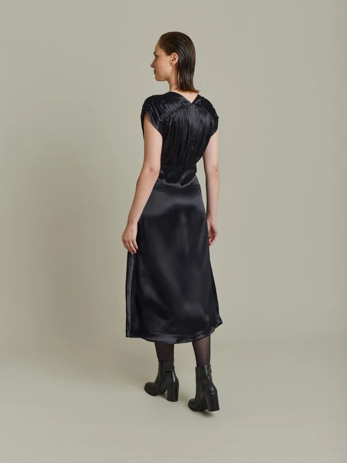 Women Agns B Dresses Black Satin Dress