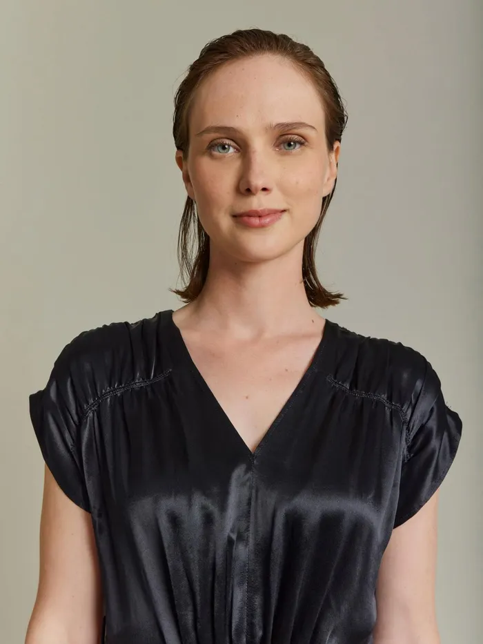 Women Agns B Dresses Black Satin Dress