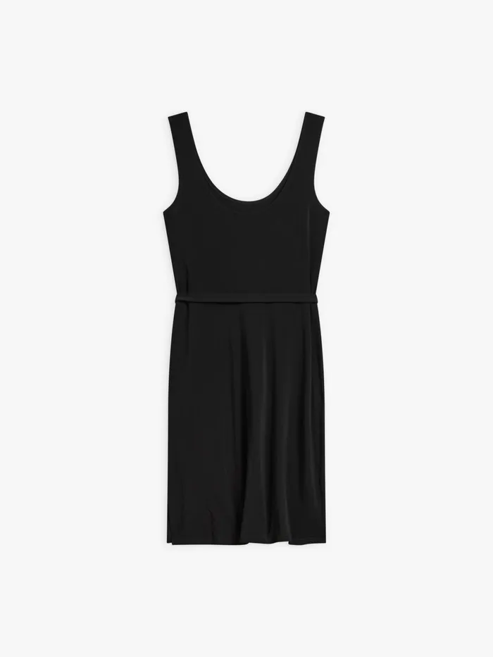 Women Agns B Dresses Black Tiebelt Popy Dress