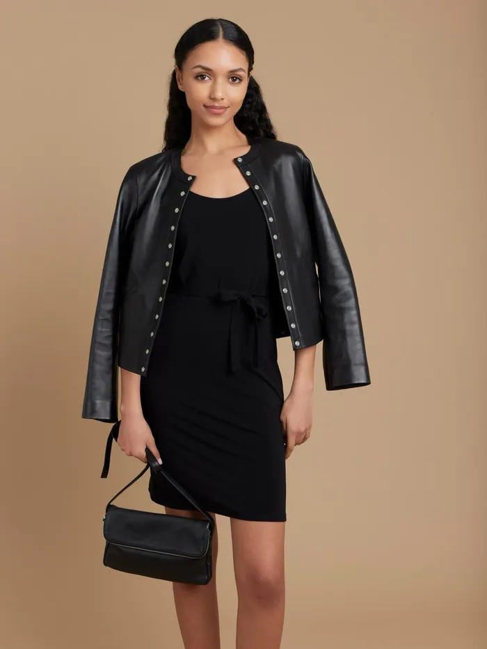 Women Agns B Dresses Black Tiebelt Popy Dress