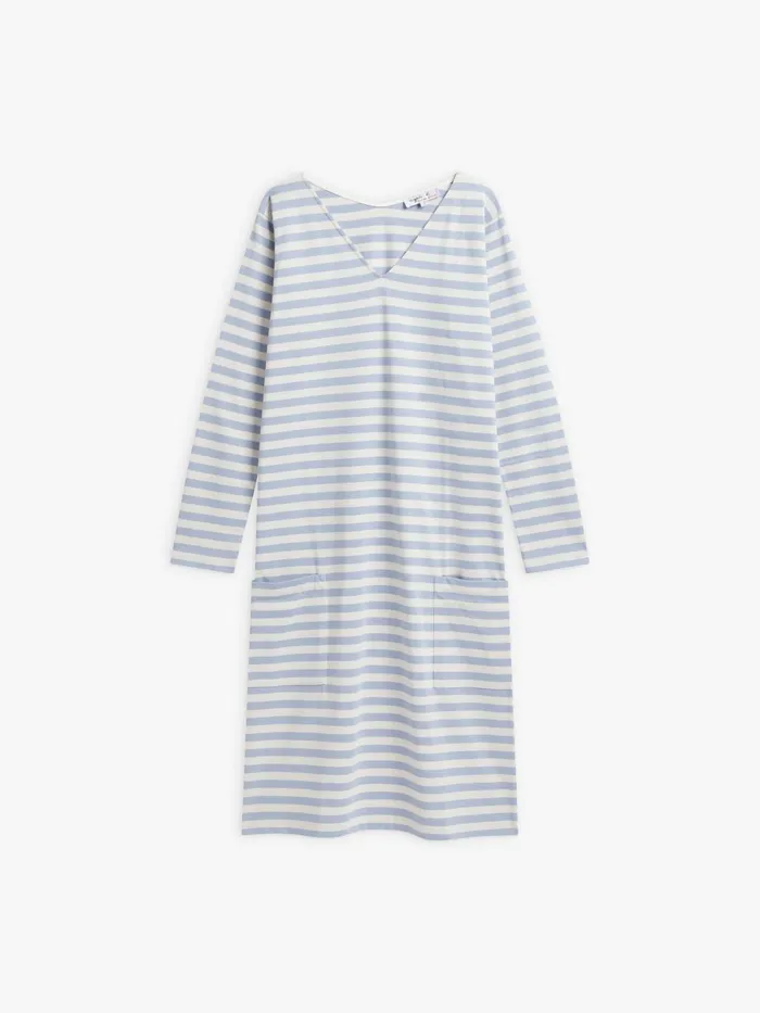 Women Agns B Dresses Blue And White Cotton 1221512 Striped Biarritz Dress