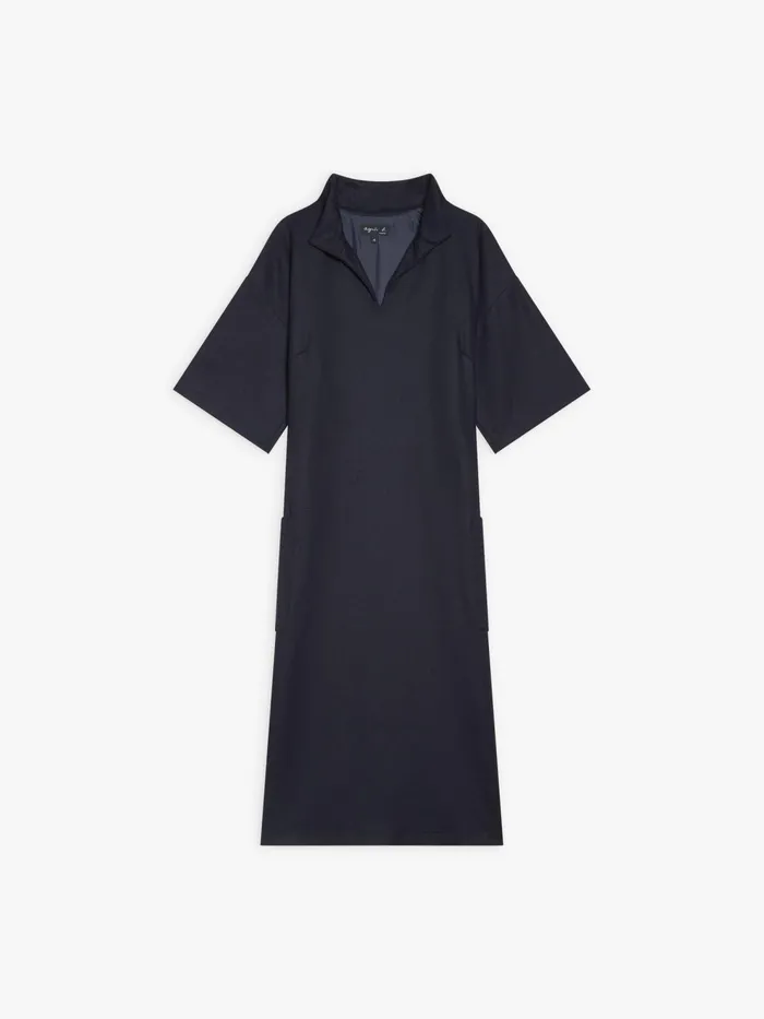Women Agns B Dresses Blue Wool Flannel Dress