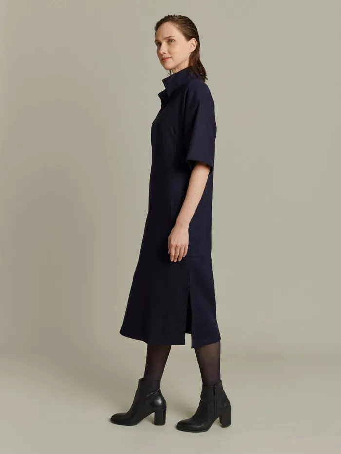 Women Agns B Dresses Blue Wool Flannel Dress