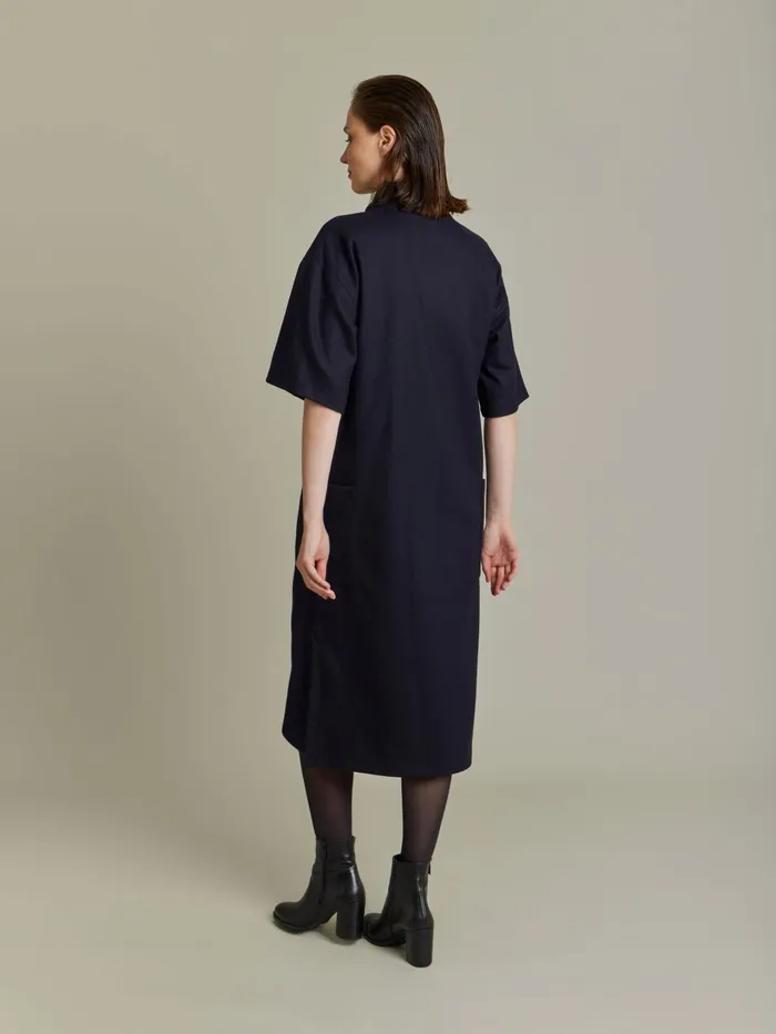 Women Agns B Dresses Blue Wool Flannel Dress